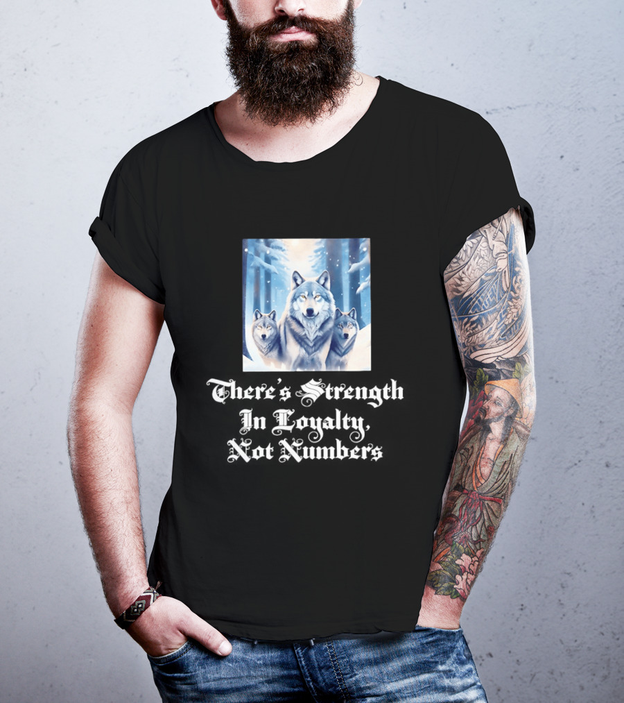 Wolf Pack Strength In Loyalty Winter Forest Scene T-Shirt
