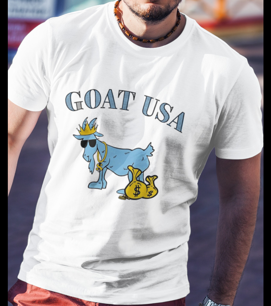 GOAT USA Cash Money Crowned Goat With Sunglasses And Gold Chains T-Shirt