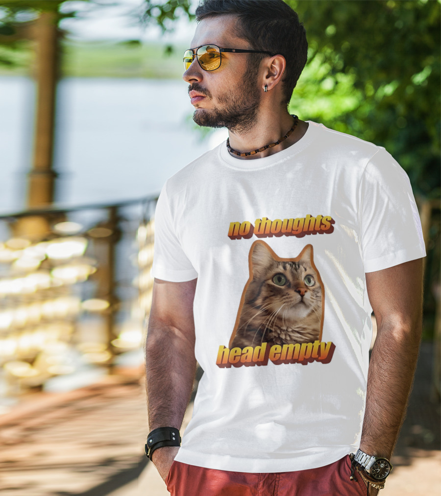 No Thoughts Head Empty Cat Meme Funny Humor T-Shirt