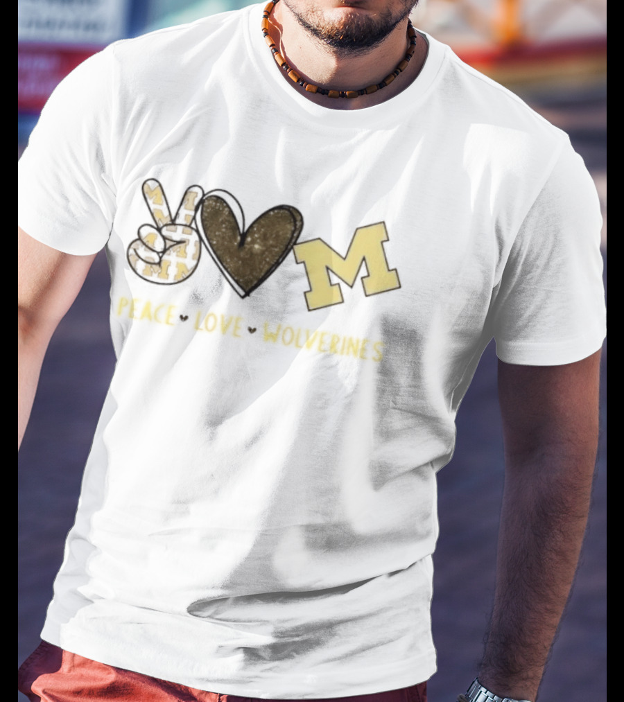 Peace Love Michigan Wolverines Iconic Team Spirit T-Shirt
