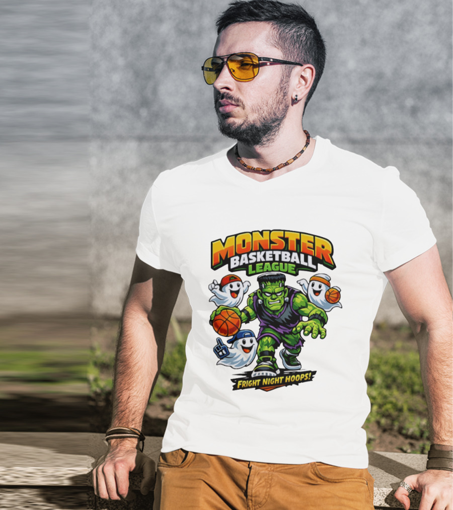 Monster Basketball League Fright Night Hoops Halloween Costume T-Shirt