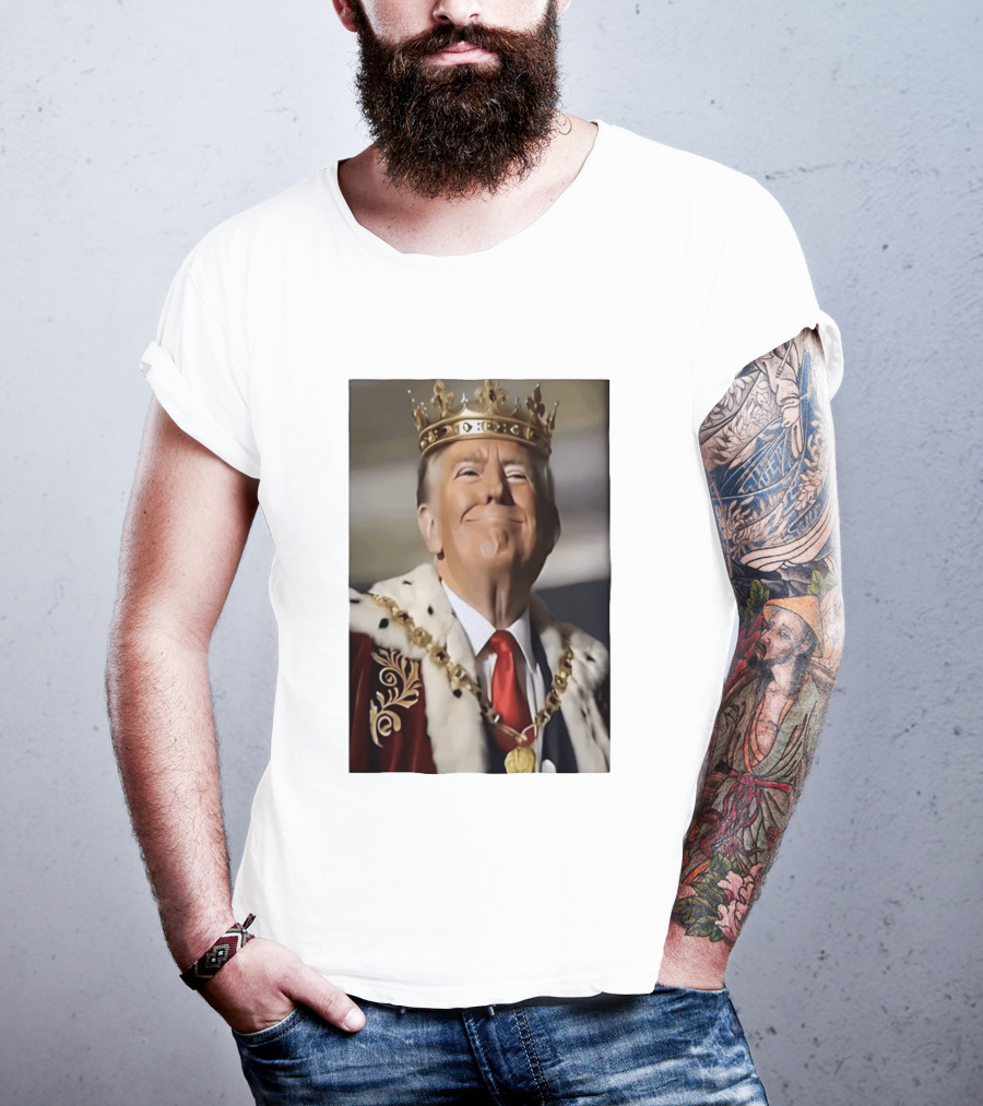 Donald Trump Crowned As King Regal Attire Red Tie Gold Crown T-Shirt