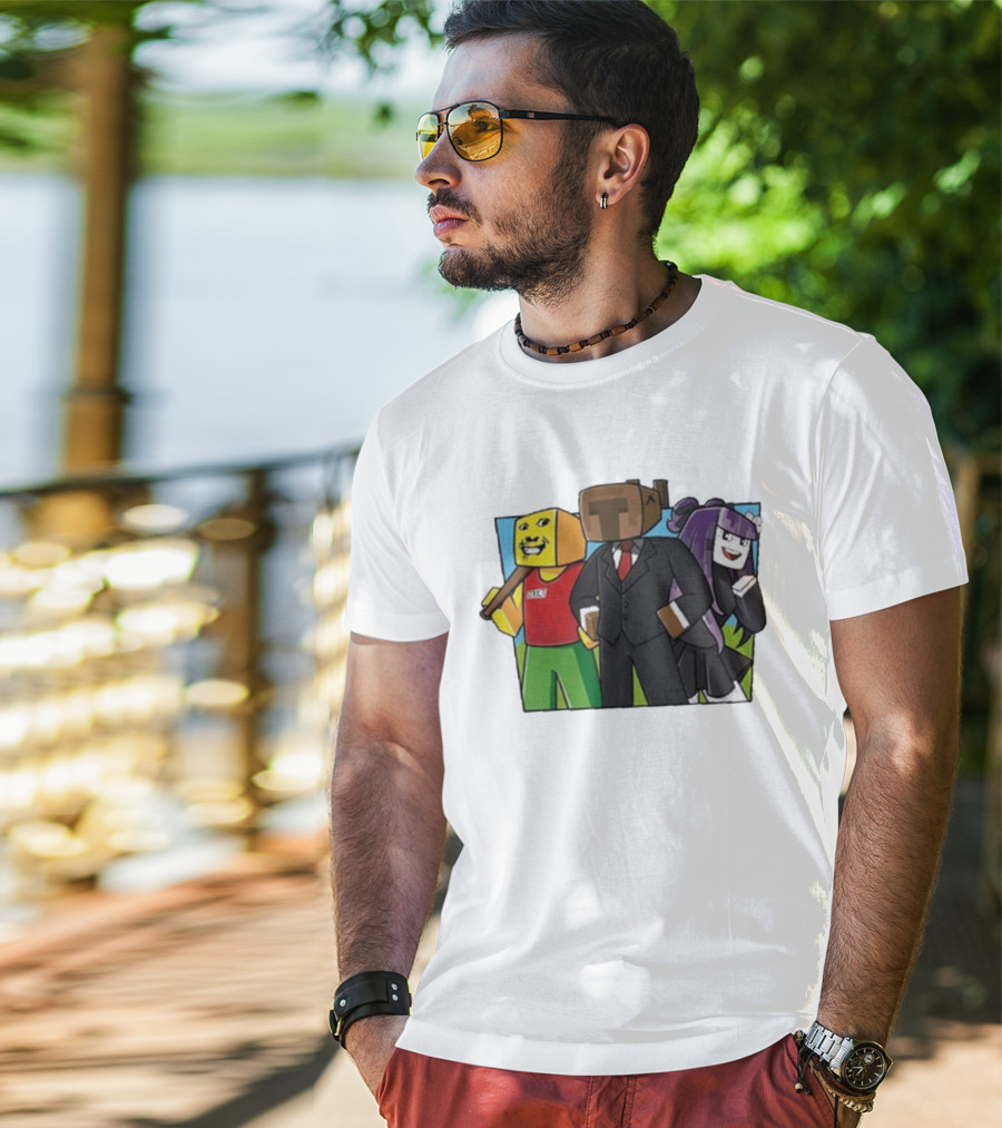 Jocuri Horror Sky Pixel Characters In Suits And Costumes T-Shirt