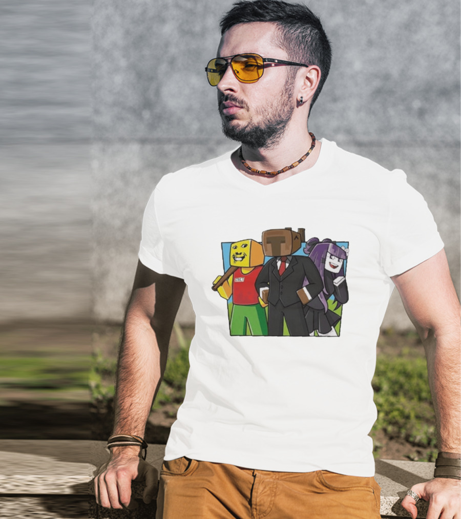 Jocuri Horror Sky Pixel Characters In Suits And Costumes T-Shirt