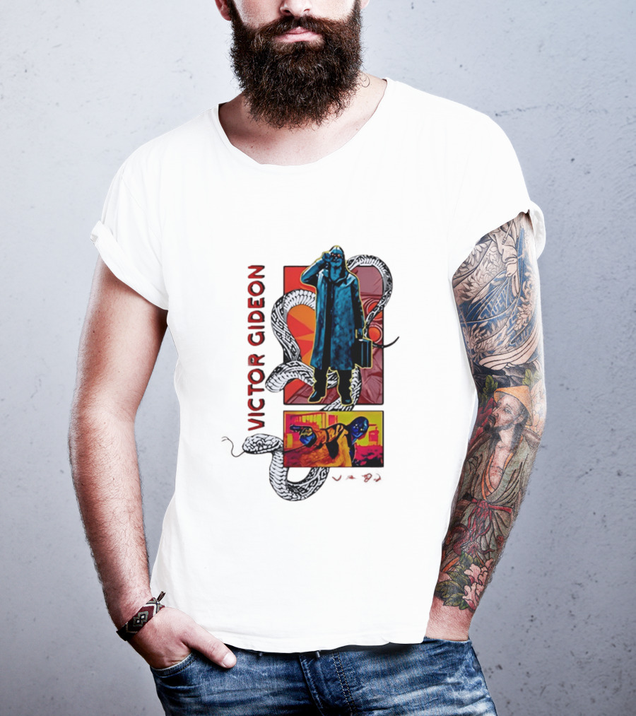 Victor Gideon Dramatic Snake And Mysterious Figures T-Shirt