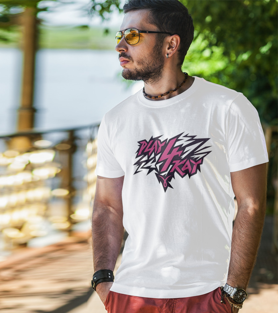 West Virginia Mountaineers Play 4 Kay Pink Zigzag Lightning T-Shirt