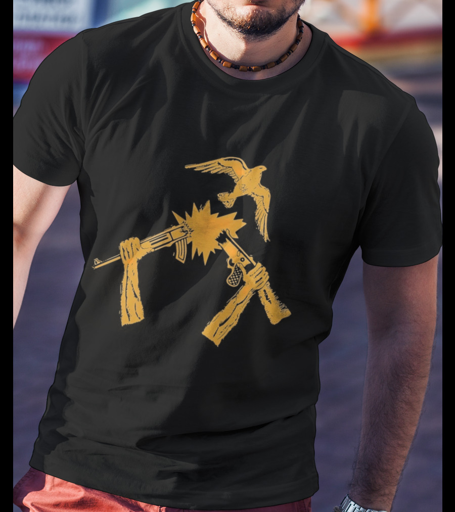 Anti War No Gun Peace Symbol Bird Explosion T-Shirt