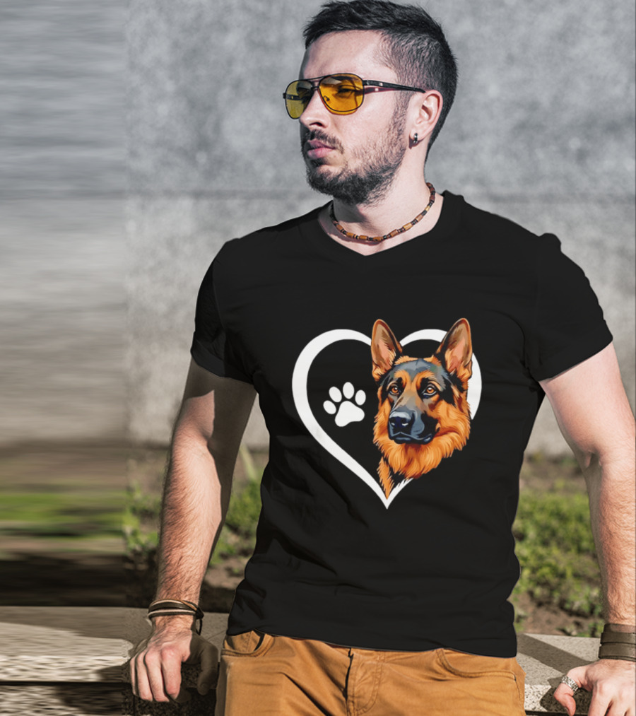 German Shepherd Heart Paw T-Shirt