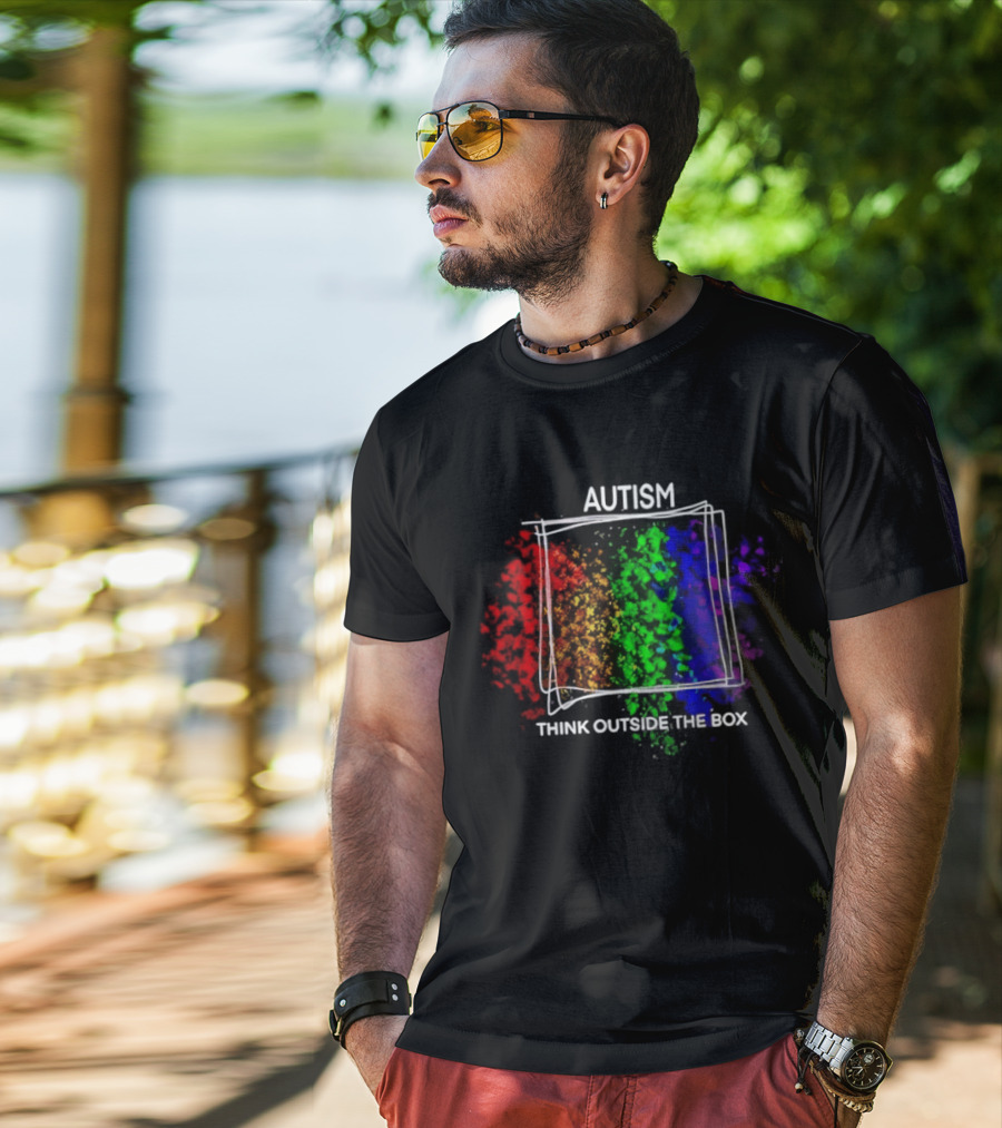Autism Spectrum Puzzle Think Outside The Box Colorful Awareness T-Shirt