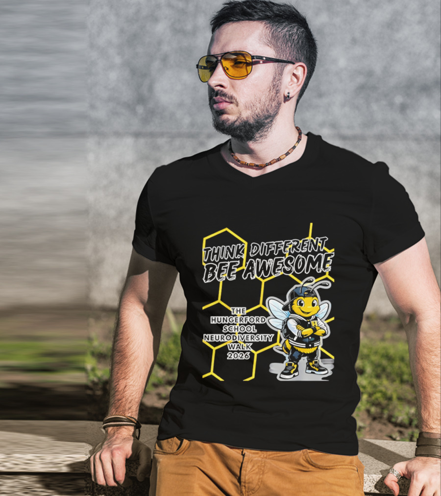Think Different Bee Awesome The Hungerford School Neurodiversity Walk 2026 T-Shirt