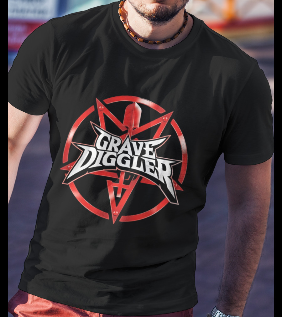 Grave Diggler Red Symbol With Cross And Sword T-Shirt