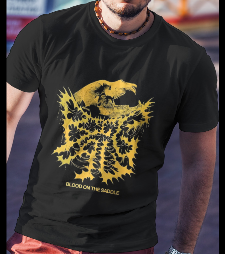 Blood On The Saddle Death Metal Golden Skull And Eagle T-Shirt