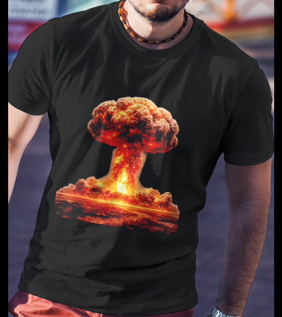 Fiery Destruction Mushroom Cloud Nuclear Bomb Explosion T-Shirt