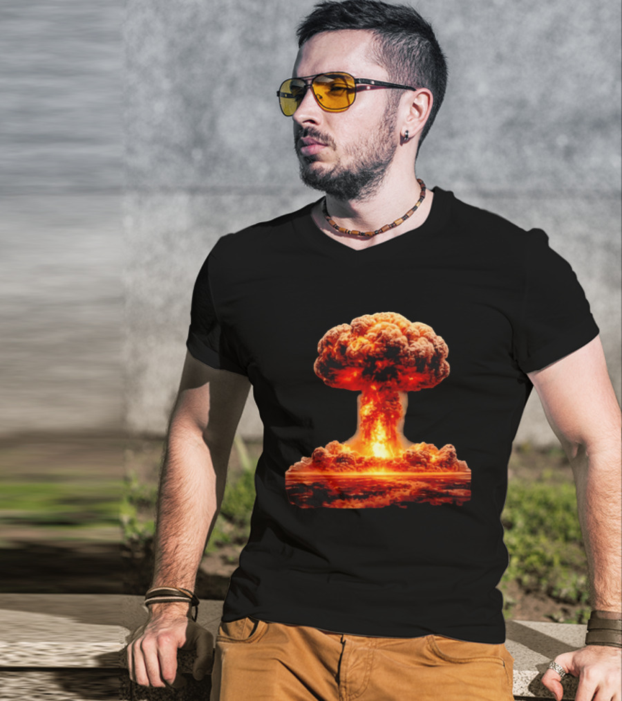 Fiery Destruction Mushroom Cloud Nuclear Bomb Explosion T-Shirt