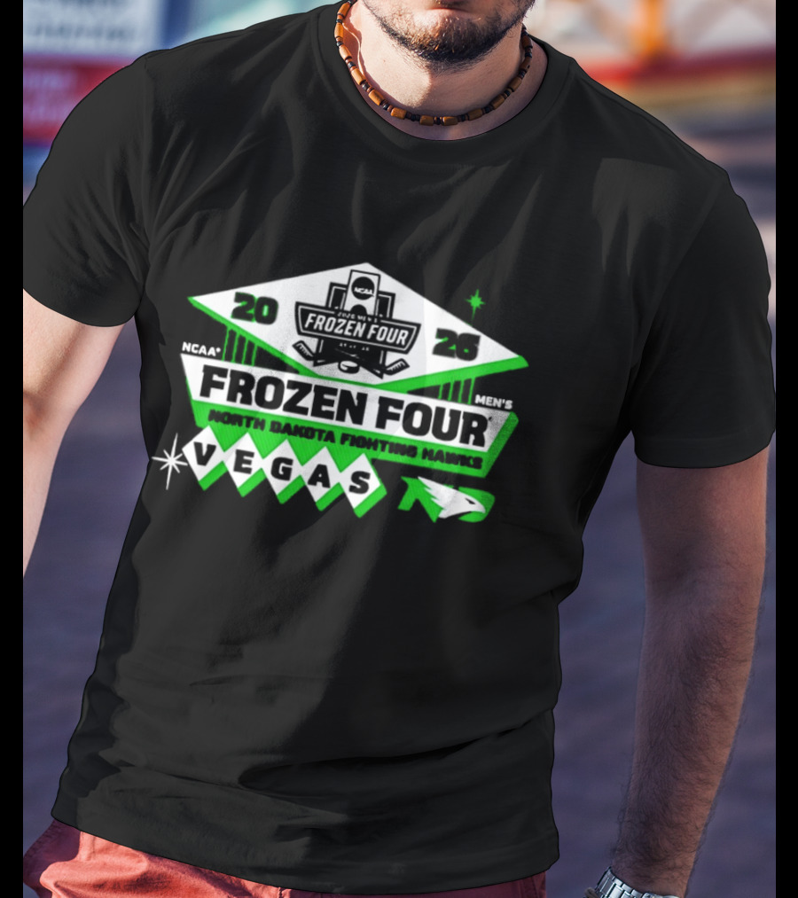 North Dakota Fighting Hawks Frozen Four 2026 Vegas NCAA Men's Hockey T-Shirt