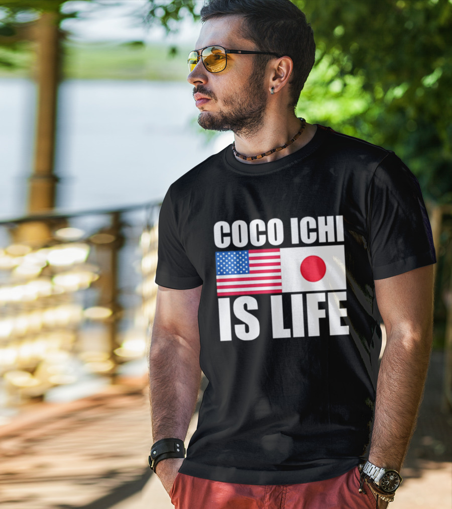Coco Ichi Is Life USA And Japan Flag T-Shirt