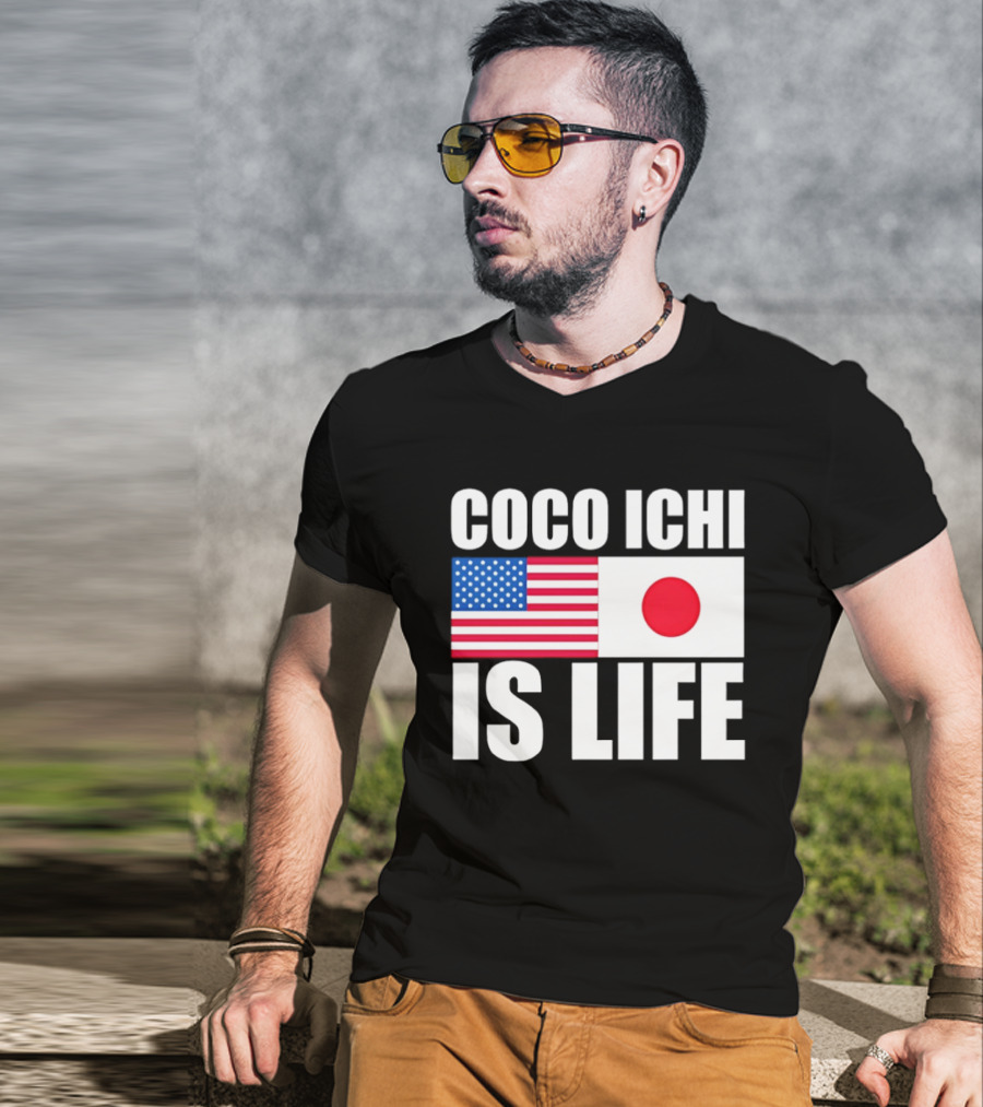Coco Ichi Is Life USA And Japan Flag T-Shirt
