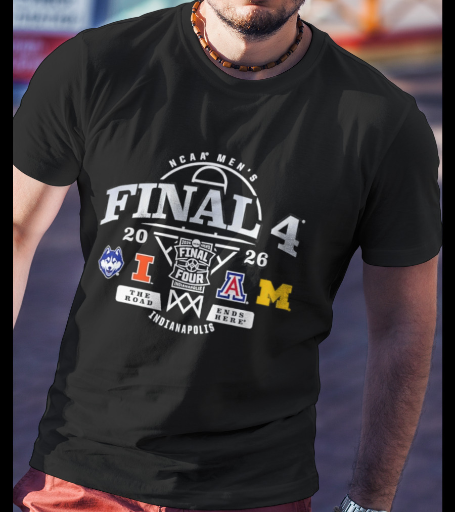 NCAA Men's Final 4 Indianapolis 2026 UConn Illinois Arizona Michigan T-Shirt