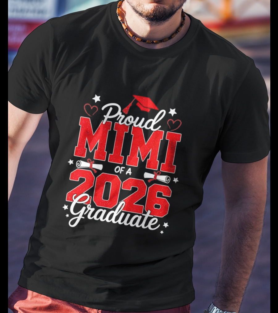Proud Mimi Of A 2026 Graduate Senior Graduation Cap And Scrolls T-Shirt