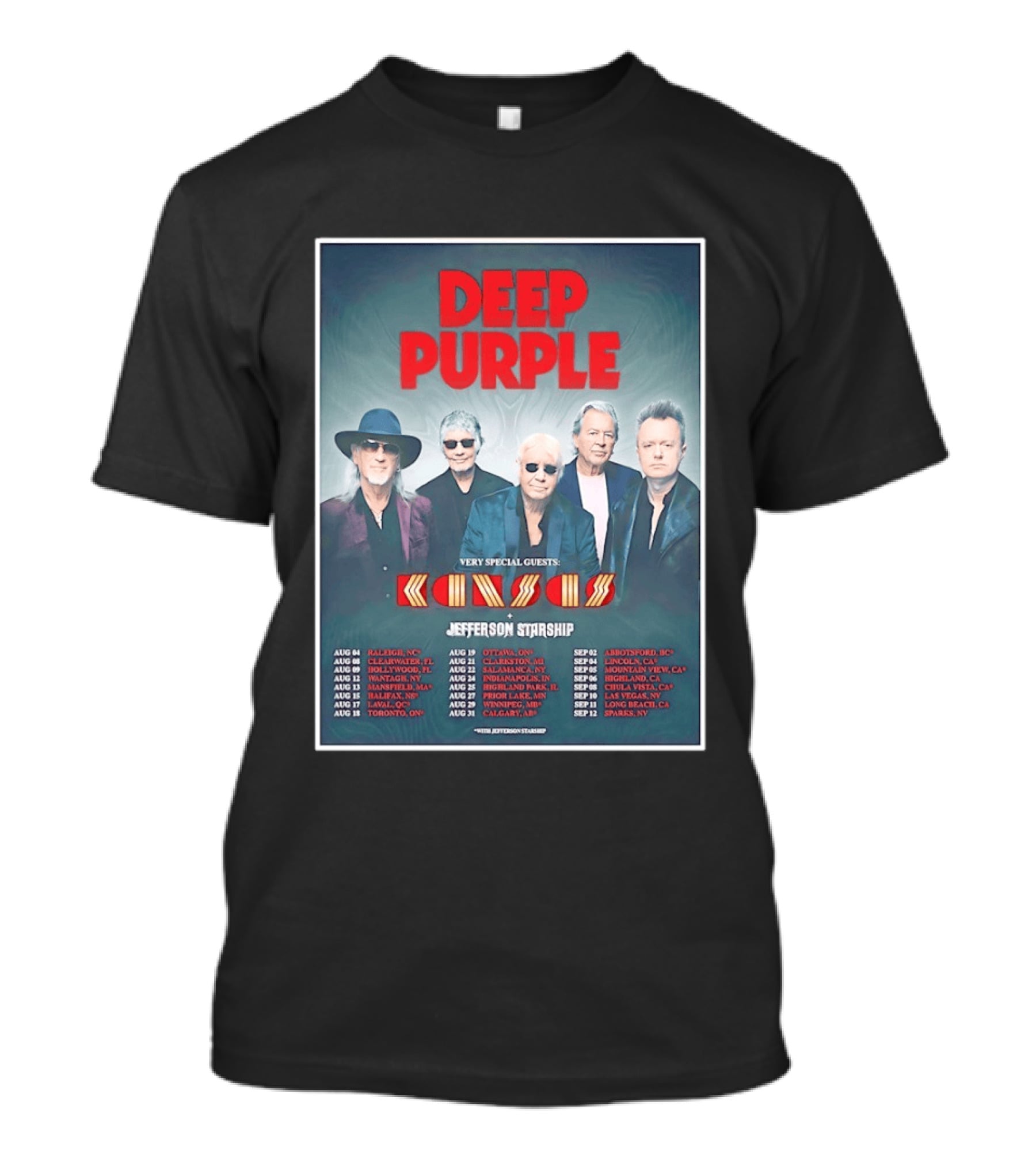 Deep Purple Tour 2026 Featuring Kansas Jefferson Starship North America Dates T-Shirt