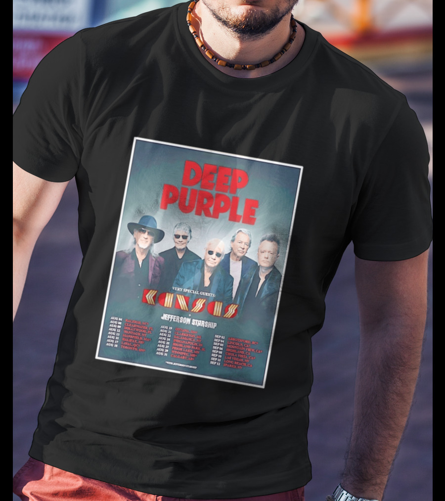 Deep Purple Tour 2026 Featuring Kansas Jefferson Starship North America Dates T-Shirt