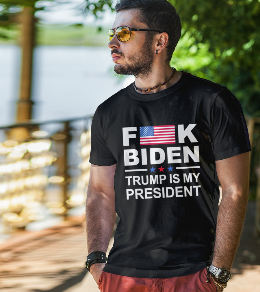 F Biden Trump Is My President USA Flag Stars T-Shirt