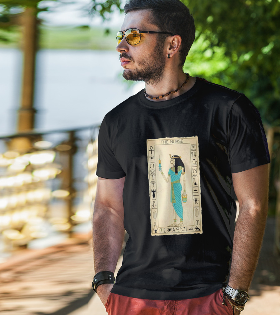The Nurse Egyptian Skeleton Tarot Card Medical Goth T-Shirt