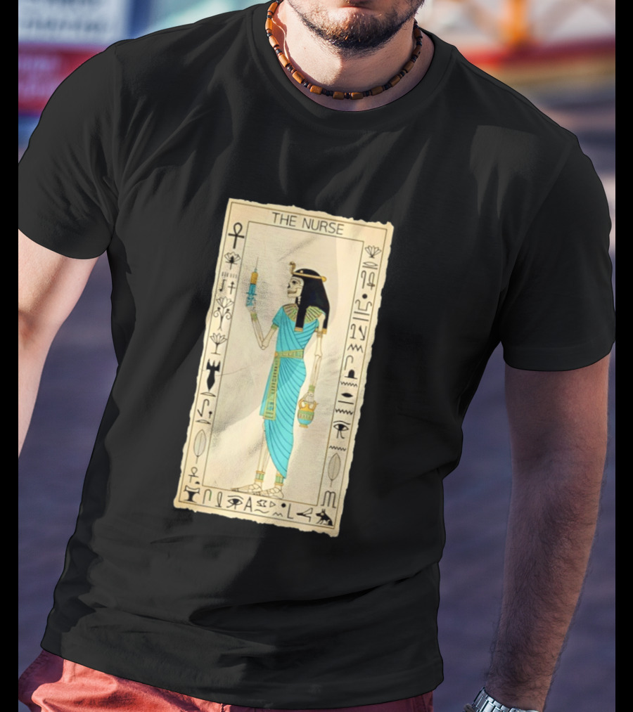 The Nurse Egyptian Skeleton Tarot Card Medical Goth T-Shirt
