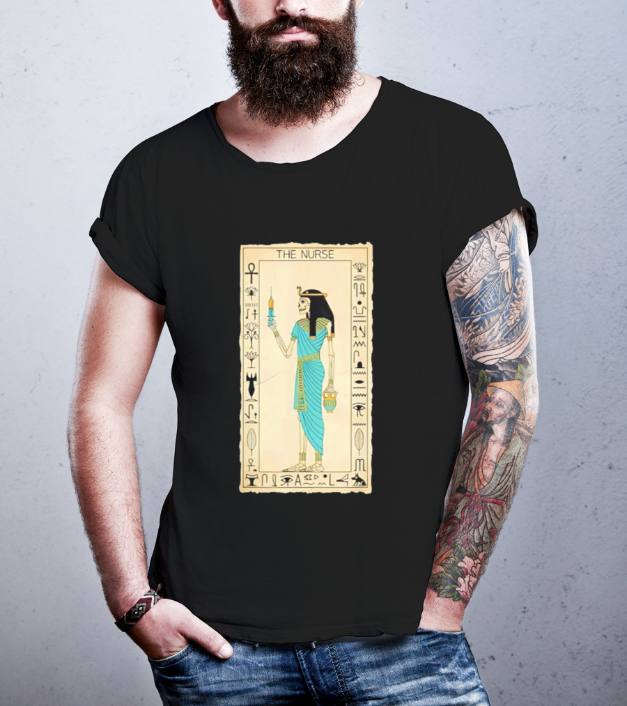 The Nurse Egyptian Skeleton Tarot Card Medical Goth T-Shirt