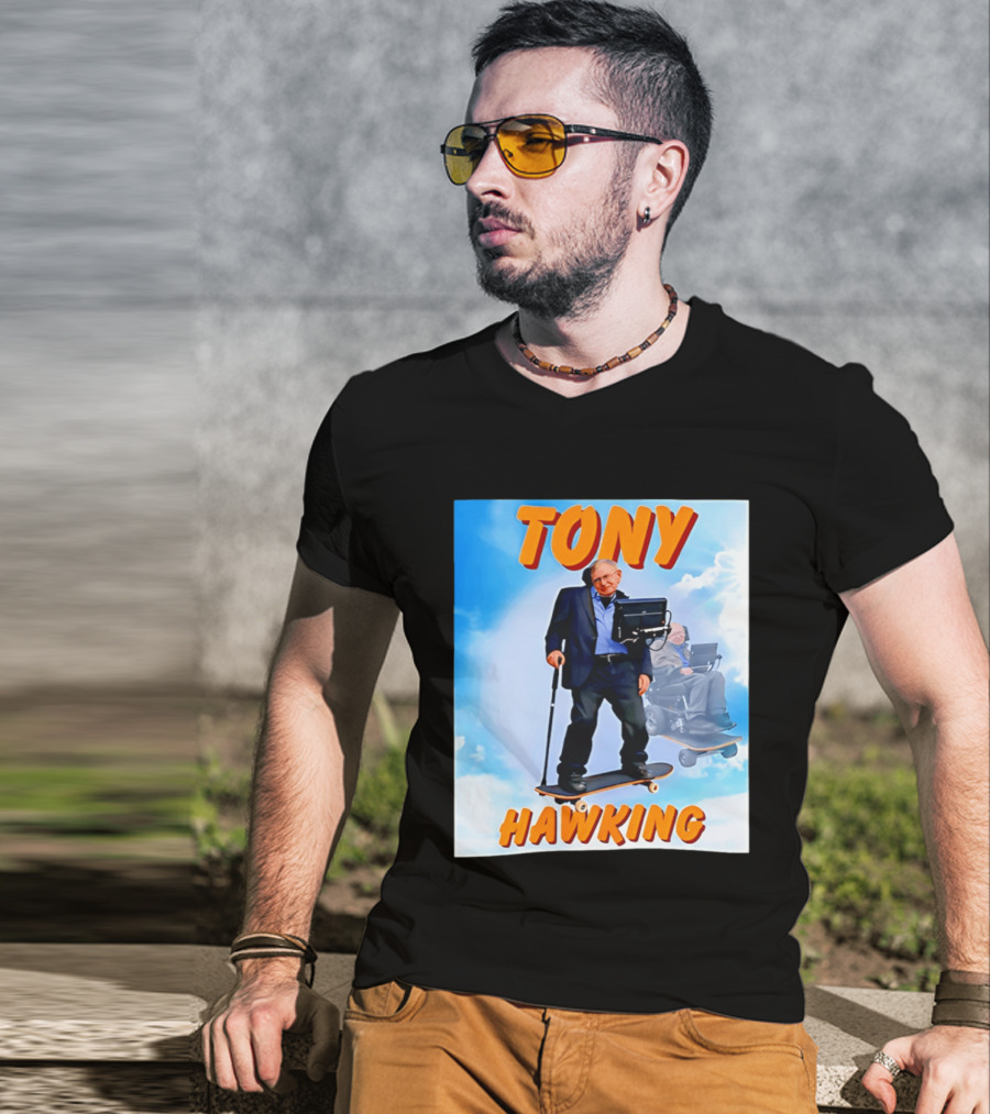 Tony Hawking Skateboard Fusion Surreal Humor T-Shirt