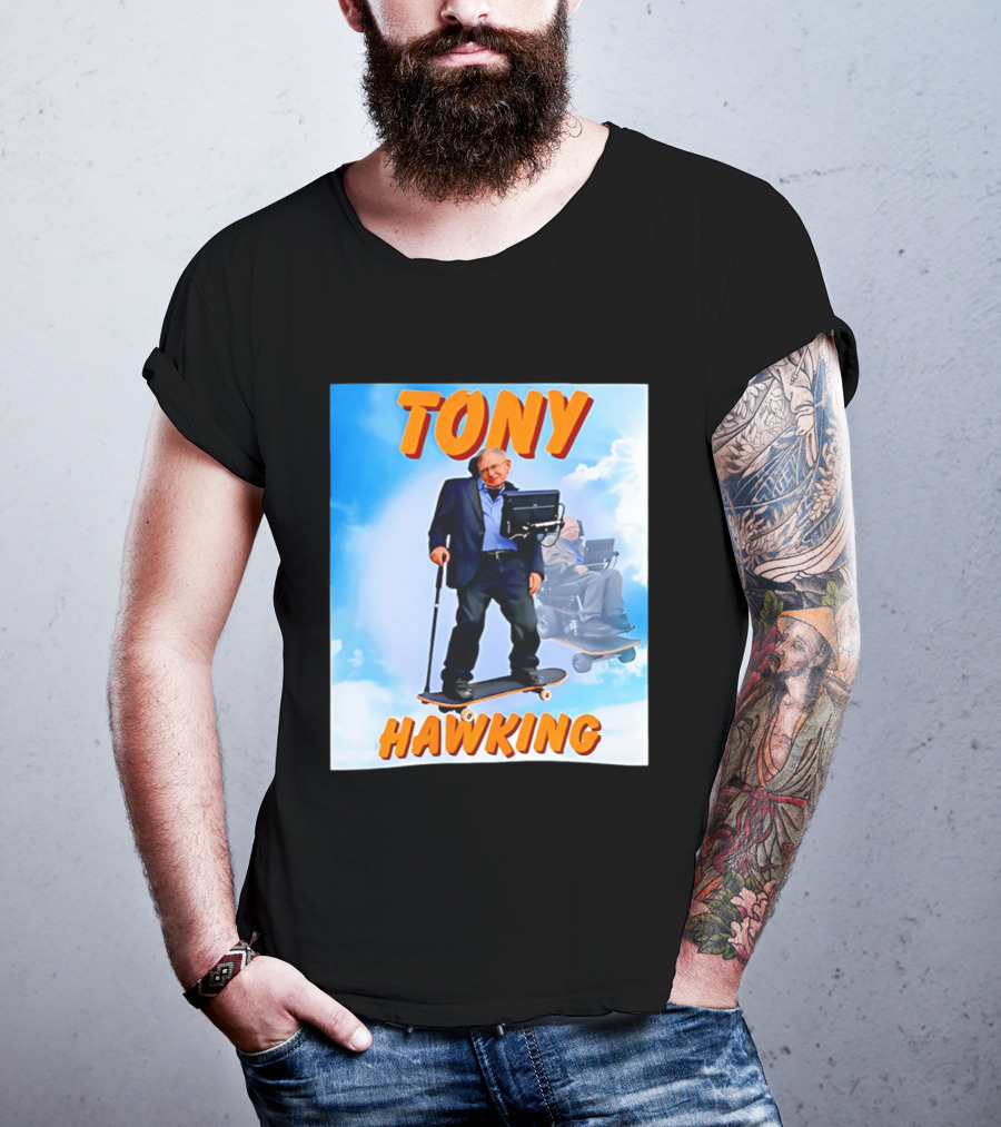 Tony Hawking Skateboard Fusion Surreal Humor T-Shirt