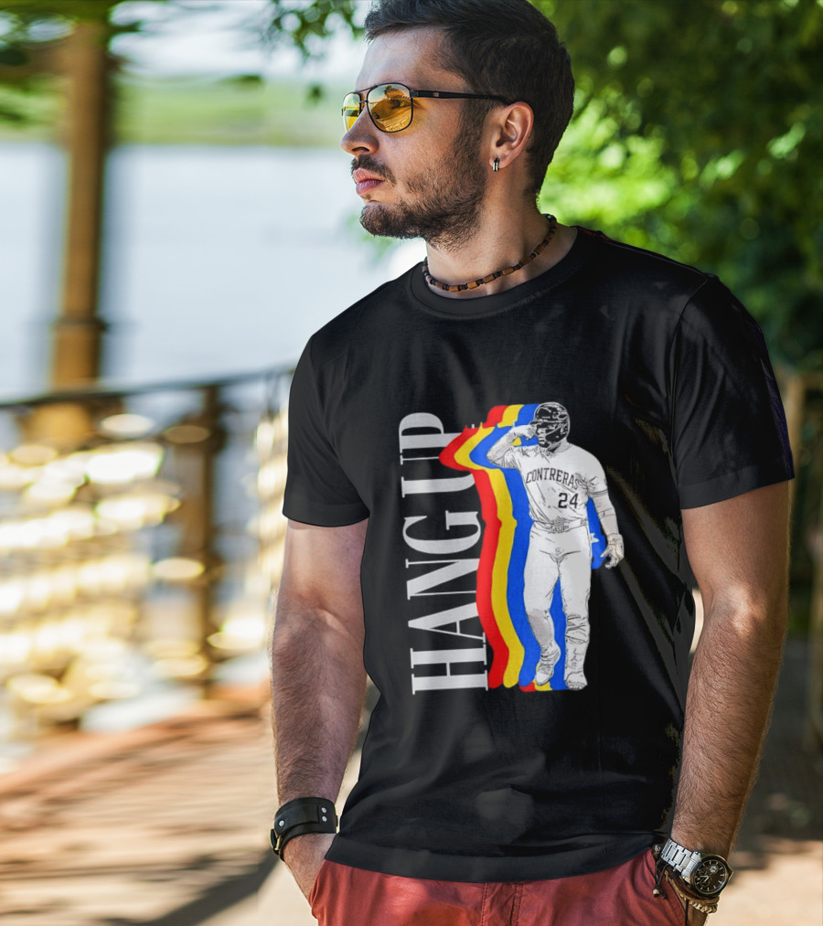 Willson Contreras 24 Hang Up Baseball Art With Colorful Stripes T-Shirt