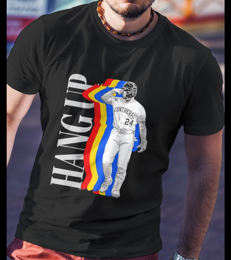 Willson Contreras 24 Hang Up Baseball Art With Colorful Stripes T-Shirt