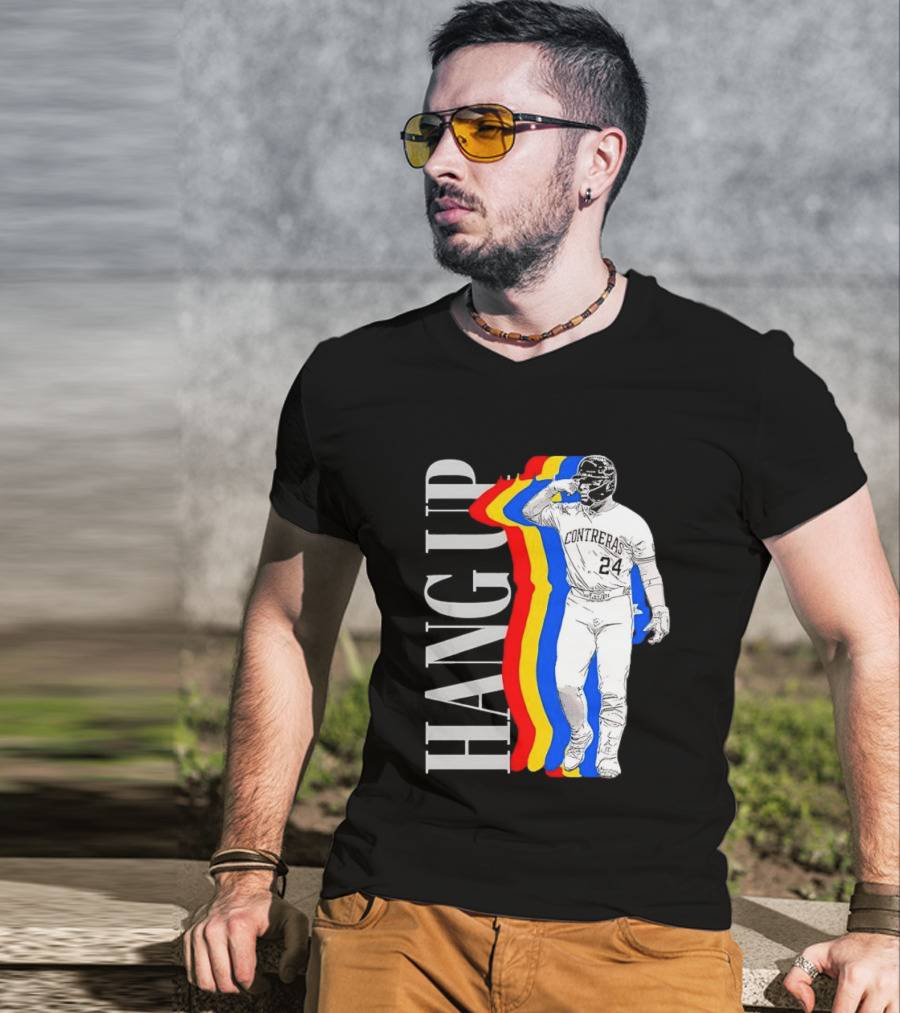 Willson Contreras 24 Hang Up Baseball Art With Colorful Stripes T-Shirt