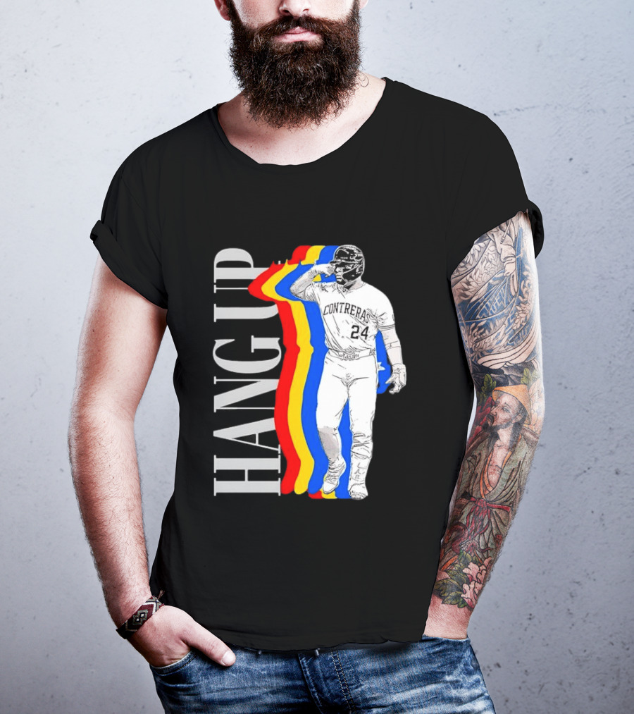 Willson Contreras 24 Hang Up Baseball Art With Colorful Stripes T-Shirt