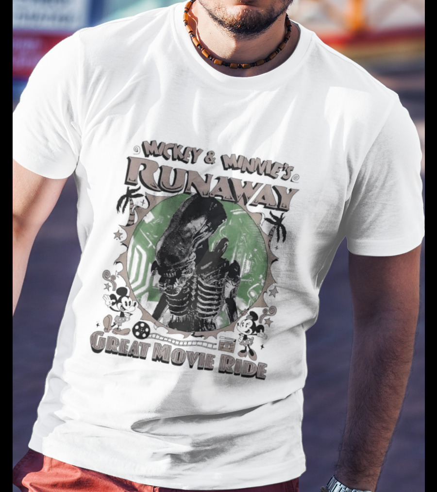 Mickey And Minnie's Runaway Great Movie Ride Xenomorph Alien T-Shirt