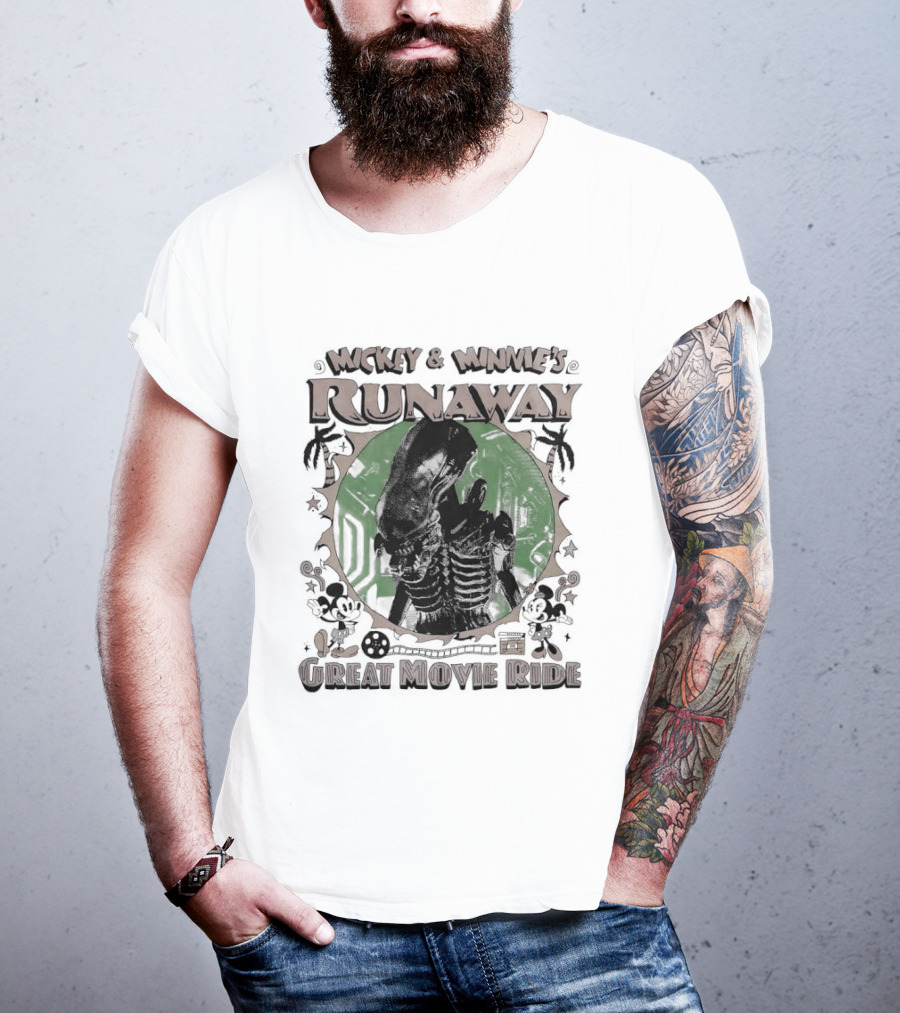 Mickey And Minnie's Runaway Great Movie Ride Xenomorph Alien T-Shirt