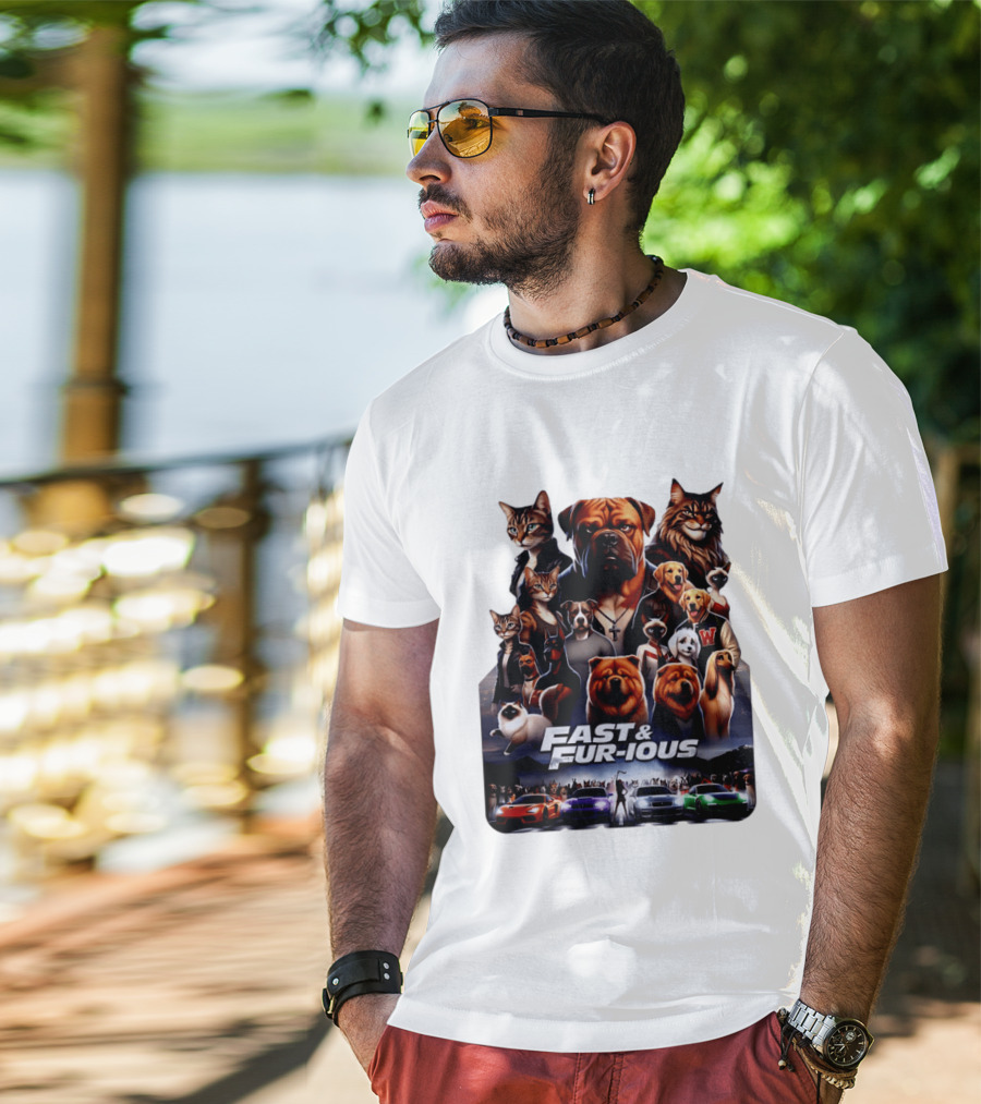 Fast & Fur Ious Dogs And Cats Mashup With Cars T-Shirt