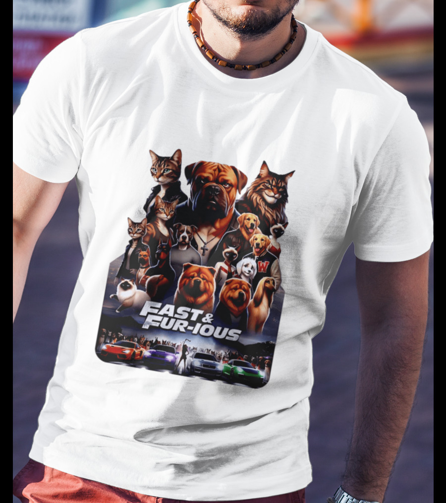 Fast & Fur Ious Dogs And Cats Mashup With Cars T-Shirt