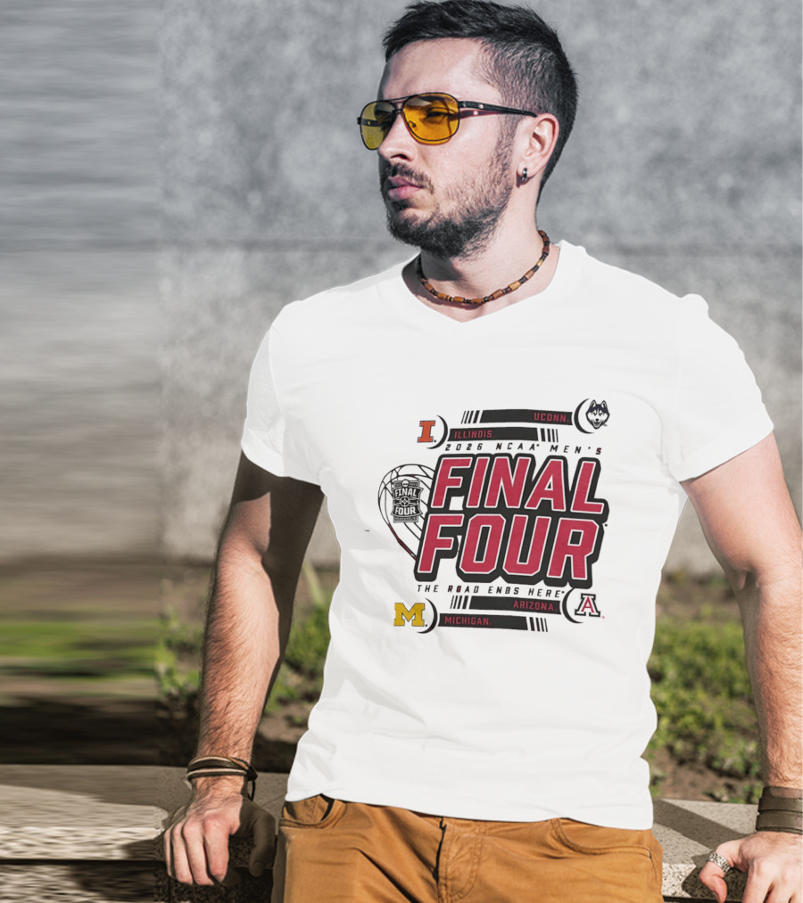 2026 NCAA Men's Basketball Final Four Illinois UConn Michigan Arizona March Madness T-Shirt