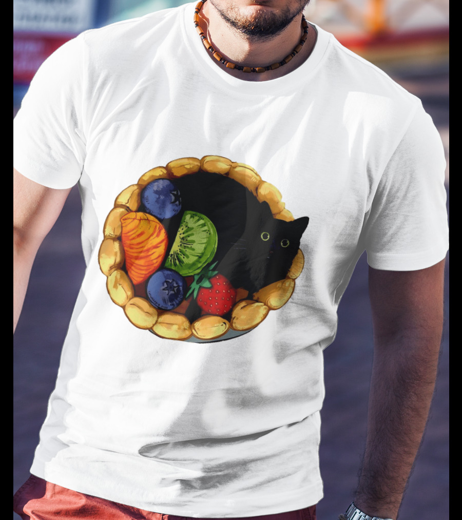 Black Cat Surrounded By Mixed Fruit Tart T-Shirt