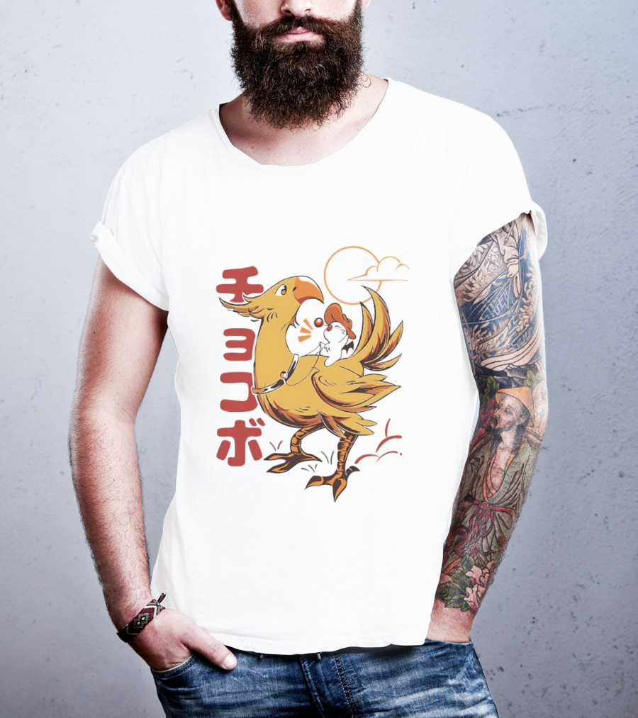 Kaweehaw Cowboy Moogle Riding Chocobo Retro Style Japanese T-Shirt