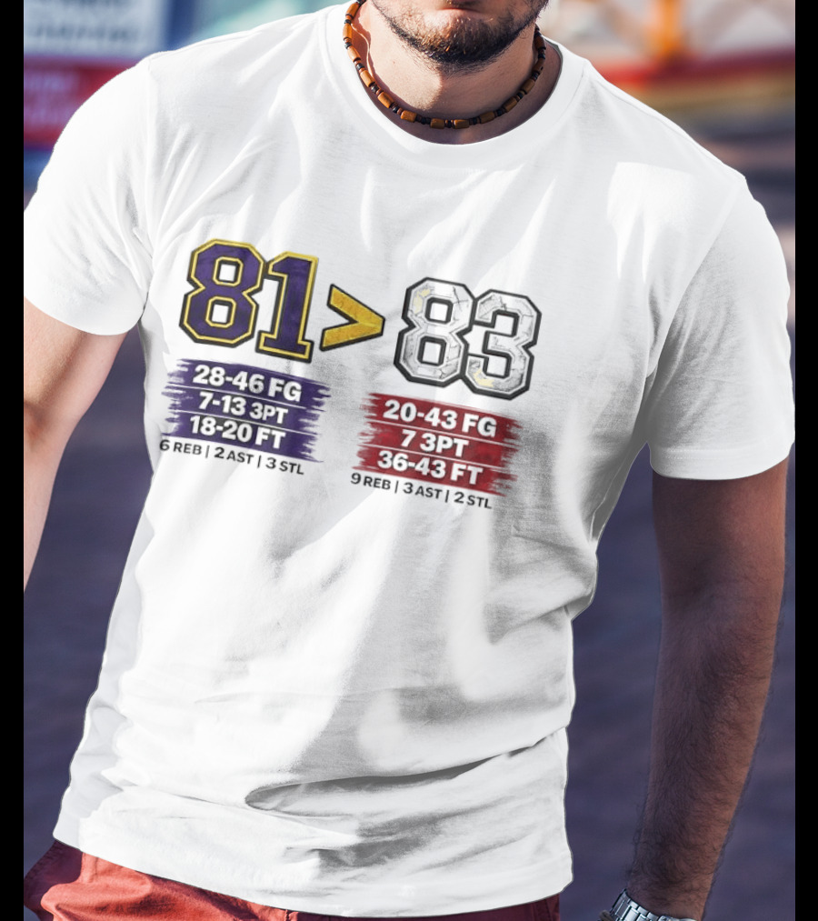 81 Greater Than 83 Kobe Bryant Legendary Performance Stats T-Shirt