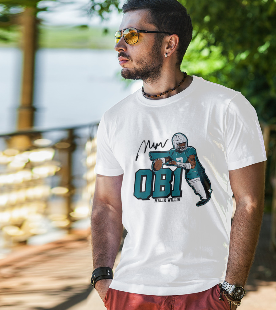 Malik Willis QB1 Miami Dolphins Quarterback 7 Football T-Shirt