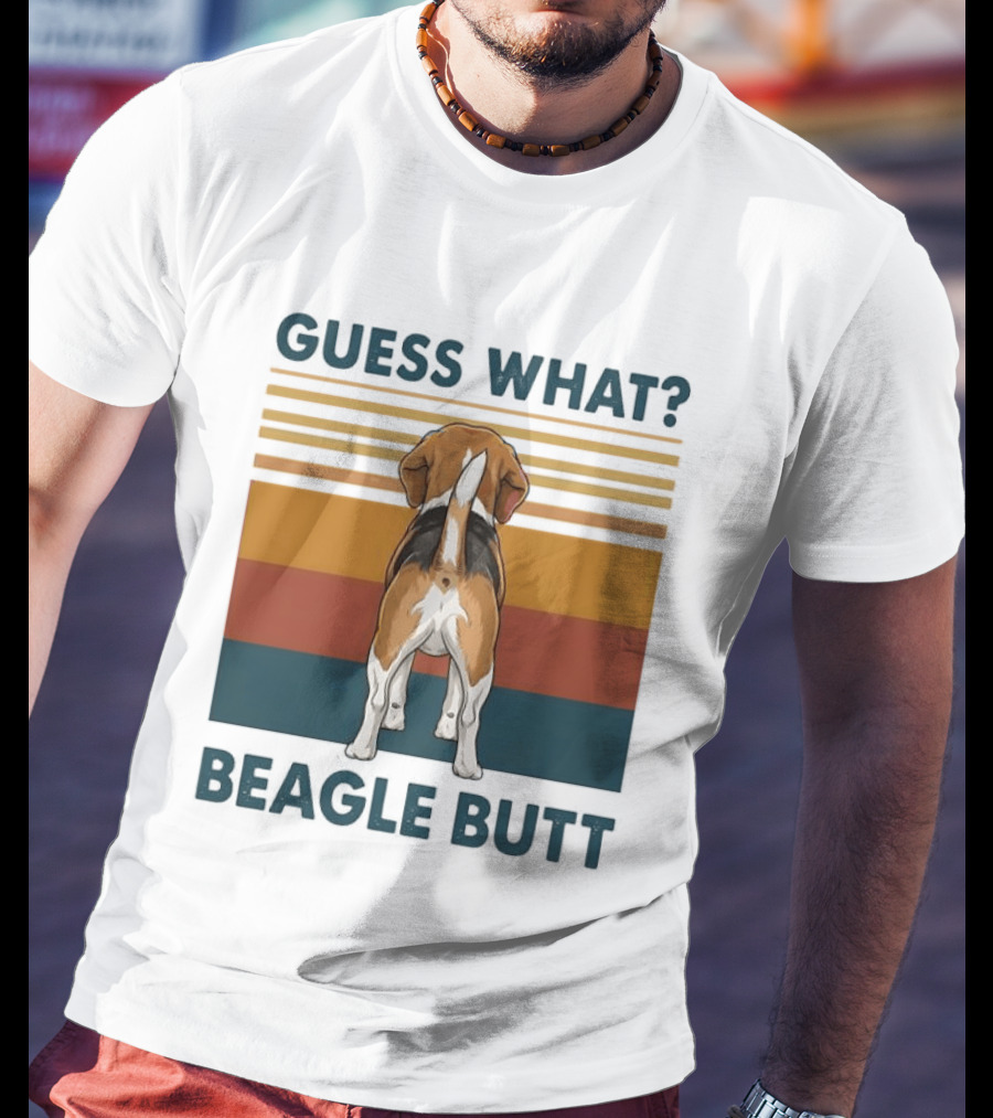 Guess What Beagle Butt Retro Stripes T-Shirt