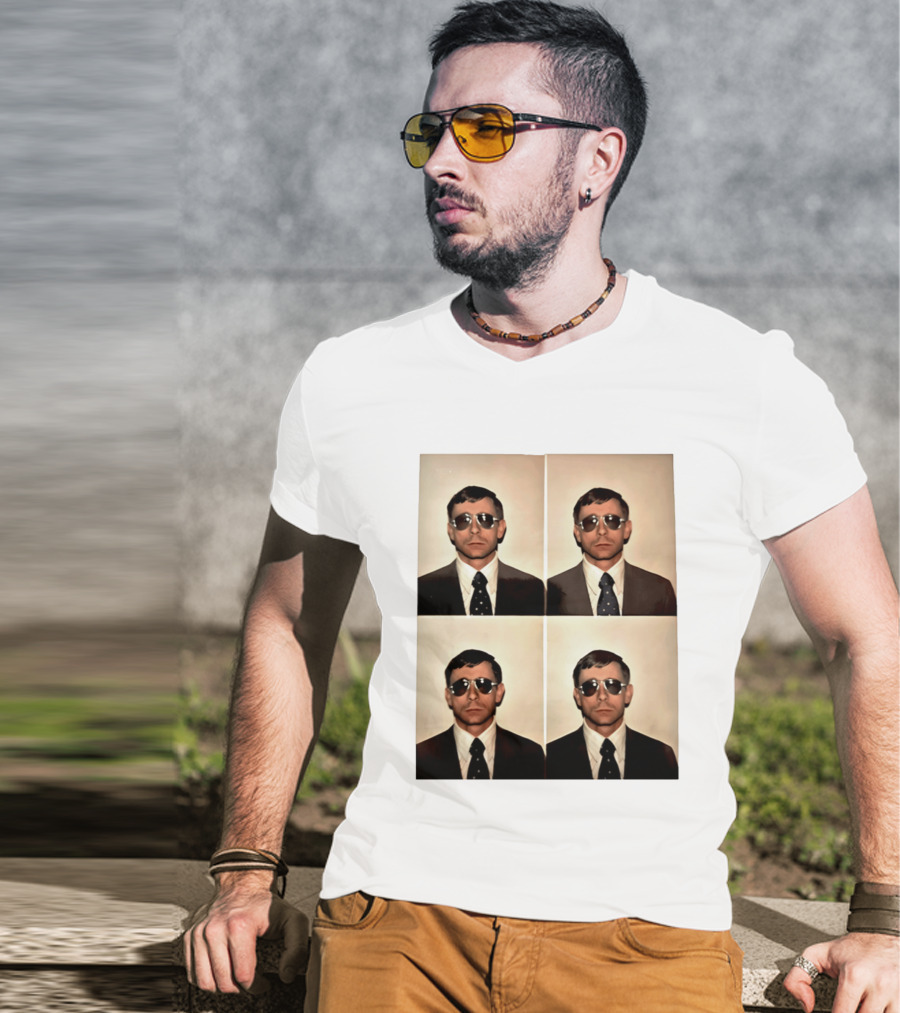 SGM Mike Vining Blasting Through Iconic Sunglasses Suit Portrait Quad T-Shirt