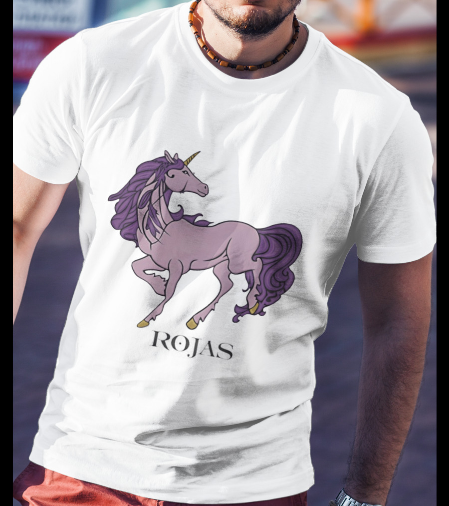 Rojas Pink Unicorn With Purple Mane T-Shirt