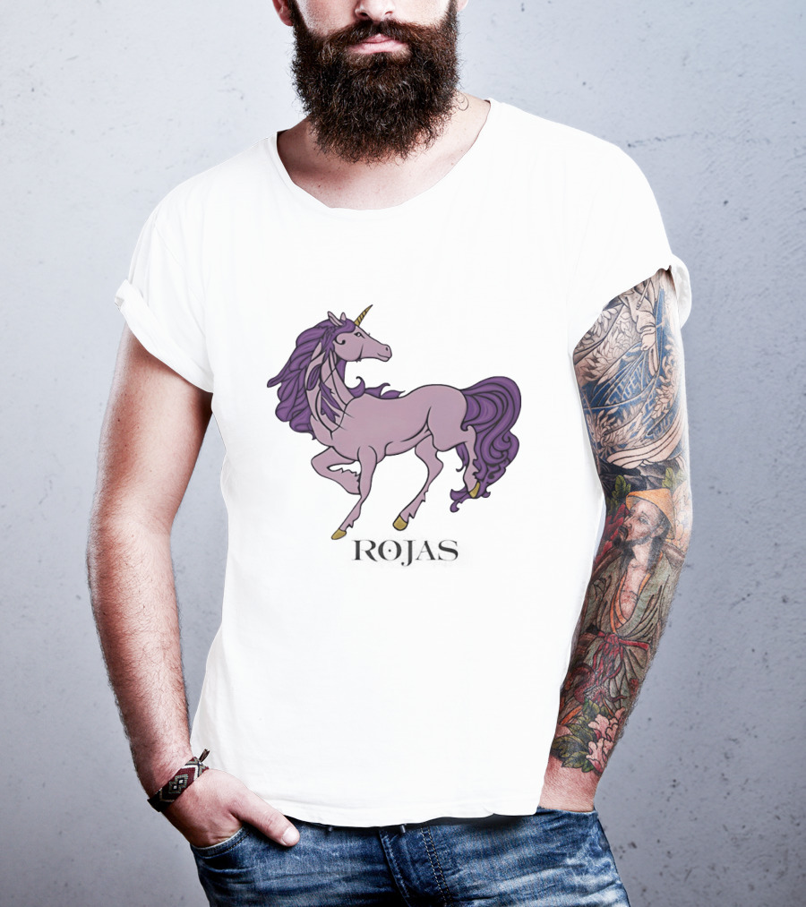 Rojas Pink Unicorn With Purple Mane T-Shirt