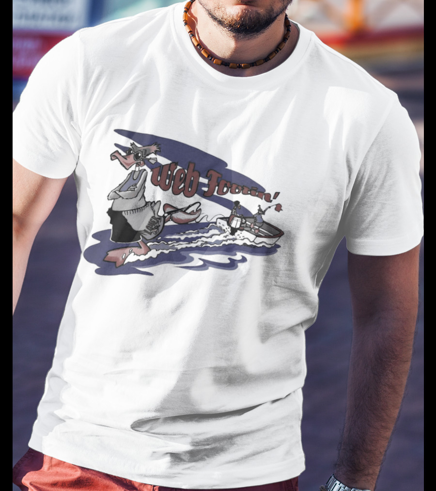 Web Footin' Cartoon Duck Boating Adventure T-Shirt