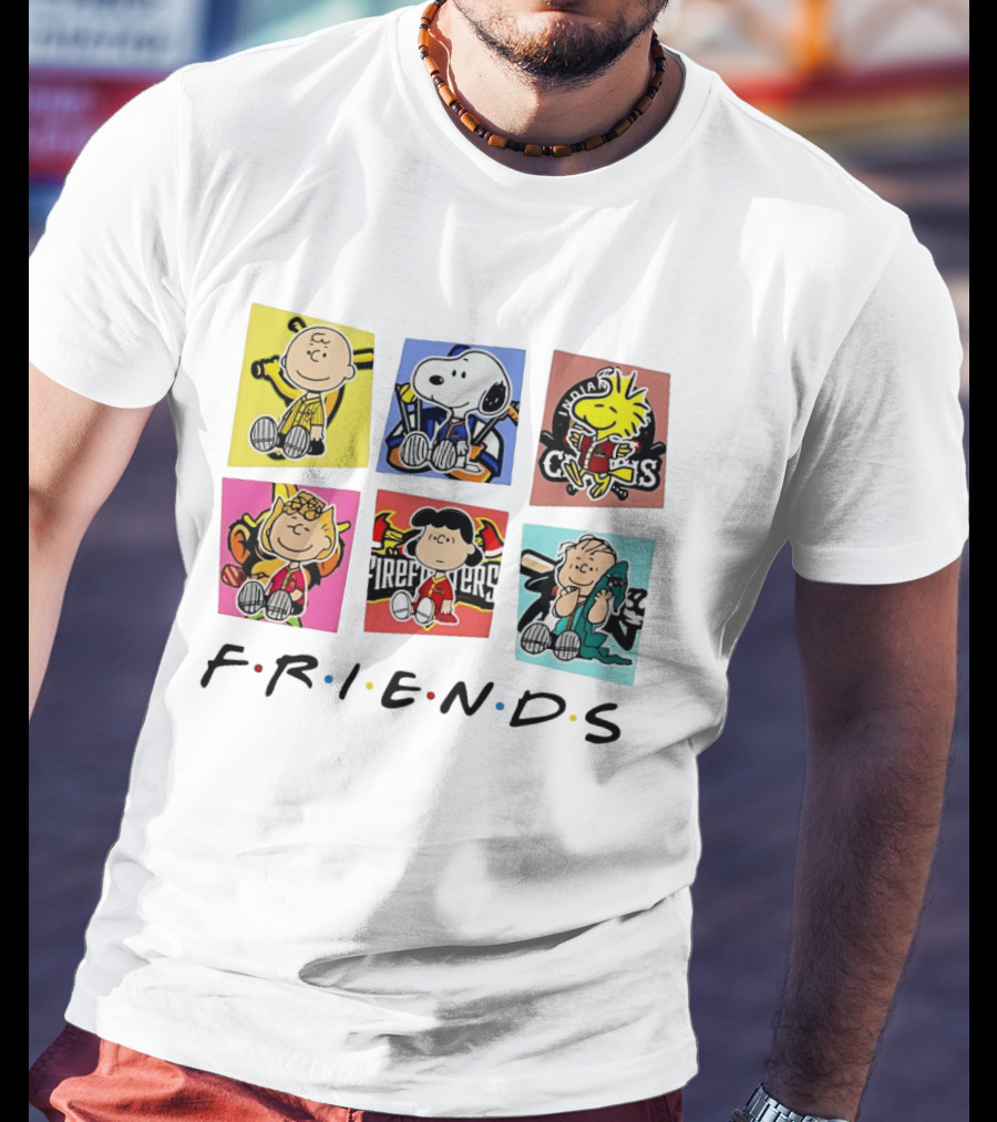 FRIENDS Peanuts Characters Indianapolis Colts, Firefighters, And Snoopy T-Shirt